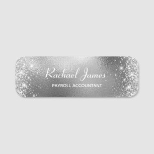 Porte-nom Élégant Glittery Silver Foil Nom balise