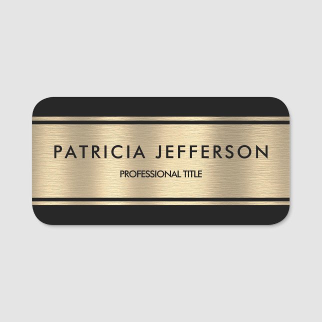 Porte-nom Elégant Gold & Black Luxury : Style et raffinement (Devant)