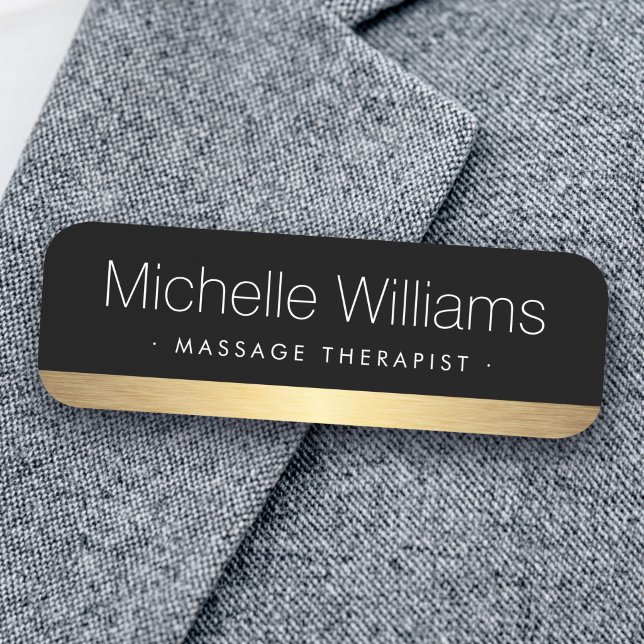 Porte-nom Elegant golden gradient border black (Elegant golden gradient border black name tag)