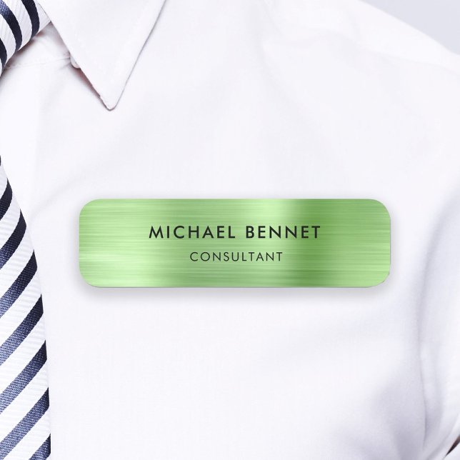 Porte-nom Élégant Green Metallic Professionnel (Elegant Green Metallic Professional Business Name Tag)