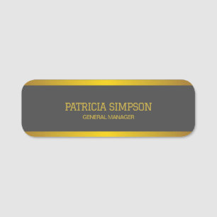 Porte-nom Elegant gris foncé et or : Ajouter nom et titre de
