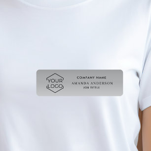 Porte-nom Élégant logo dégradé argent employé en plastique
