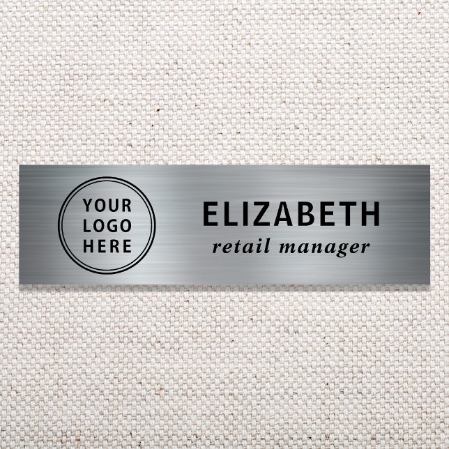 Porte-nom Élégant Logo d'Entreprise Argent (Créateur téléchargé)