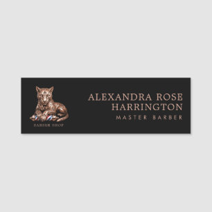 Porte-nom Élégant Logo Rose Gold Panther pour Salon de Coiff