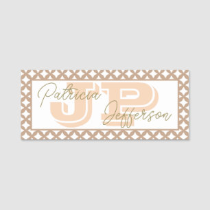 Porte-nom Elégant Maillage Brown sans joint : Monogramme mod