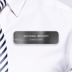 Porte-nom Élégant Métal Noir Professionnel Entreprise