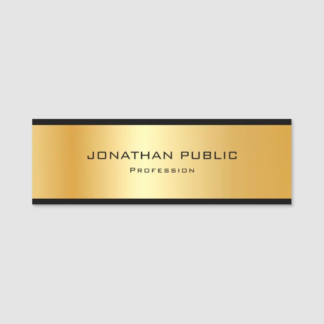 Porte-nom Élégant Metallic Gold Look Modèle professionnel (Devant)