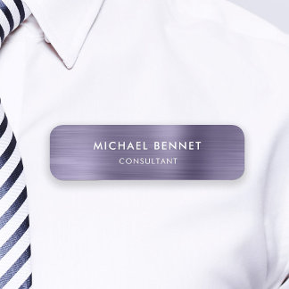 Porte-nom Élégant Métallic Violet Professionnel Entreprise