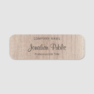 Porte-nom Élégant Modèle de texte manuscrit en bois