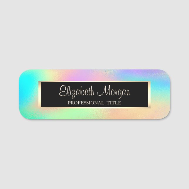 Porte-nom Élégant Moderne de Style, Cadre, Holographique Arc (Devant)