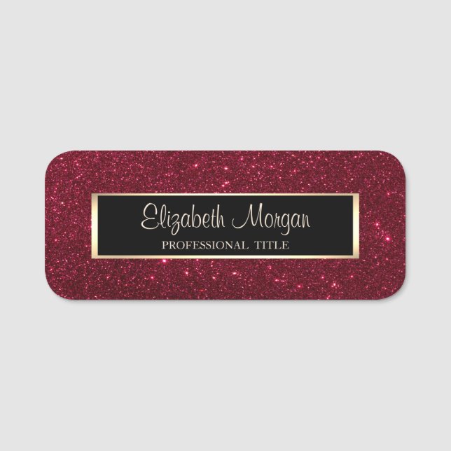Porte-nom Élégant Moderne de Style, Cadre, Paillettes Rouges (Devant)