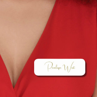 Porte-nom Élégant Monogramme moderne Minimal Gold blanc Scri