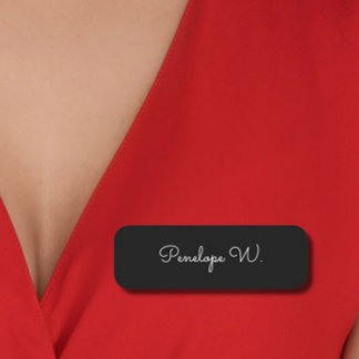 Porte-nom Élégant Monogramme moderne minimaliste noir Script