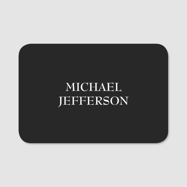 Porte-nom Élégant noir blanc clair personnalisé (Devant)