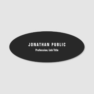 Porte-nom Elégant Noir Simple Design Modèle moderne Oval