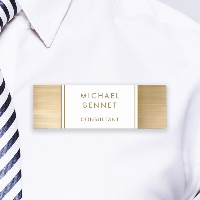 Porte-nom Élégant Or Brossé Metallic Business (Elegant Gold Brushed Metallic Business Name Tag)