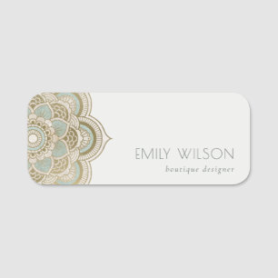 Porte-nom Elégant Ornate Gold Foil Turquoise Turquoise Manda