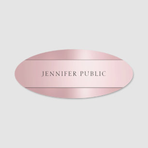 Porte-nom Élégant Rose Or moderne Modèle simple Oval