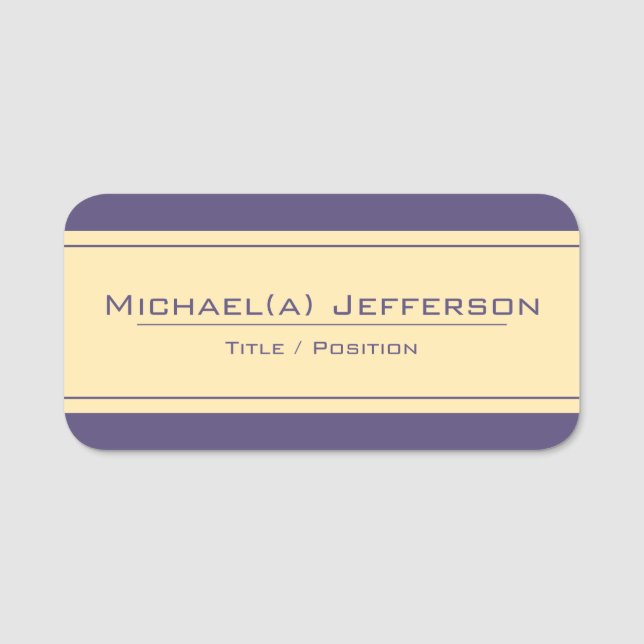 Porte-nom Elégant Royal Purple & Très Léger Ombre De Jaune (Devant)