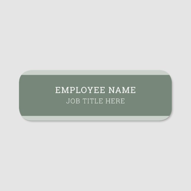 Porte-nom Élégant Sage Vert Et Blanc : Professionnel Personn (Devant)
