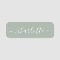 Élégant Script Moderne Nom Personnalisé Sage Vert