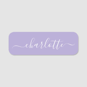 Porte-nom Élégant Script Nom moderne Lavande personnalisée