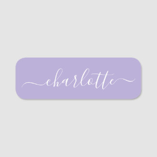 Porte-nom Élégant Script Nom moderne Lavande personnalisée