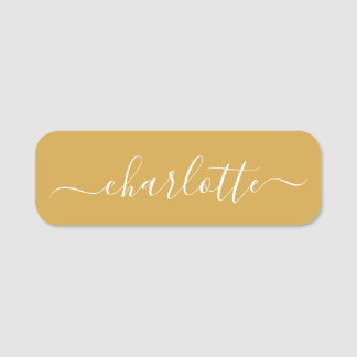 Porte-nom Élégant Script Nom moderne Personnalisé Jaune