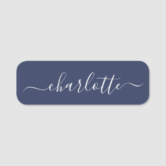 Porte-nom Élégant Script Nom moderne Personnalisé Marine Ble
