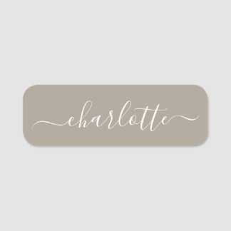 Porte-nom Élégant Script Nom moderne Taupe personnalisée