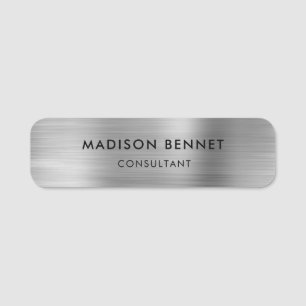 Porte-nom Élégant Silver Grey Professionnel