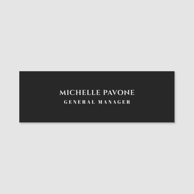 Porte-nom Élégant Simple Professionnel Noir & Gris (Devant)