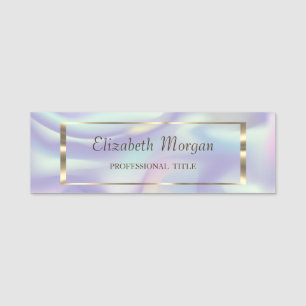 Porte-nom Élégant Tendance, Cadre Doré Holographique