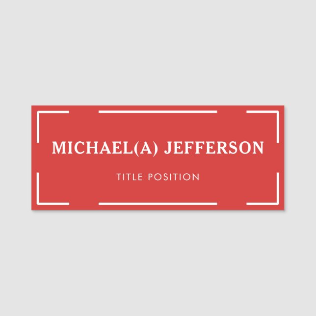 Porte-nom Élégant unique rouge et blanc : élégant profession (Devant)