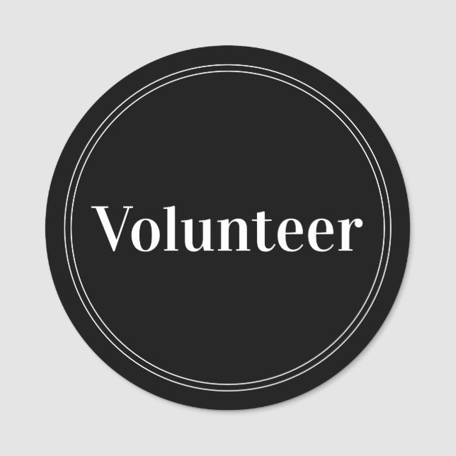 Porte-nom Élégant Volontaire noir magnétique (Devant)