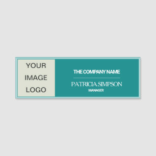 Porte-nom Élégante distinction Turquoise : LOGO personnalisé