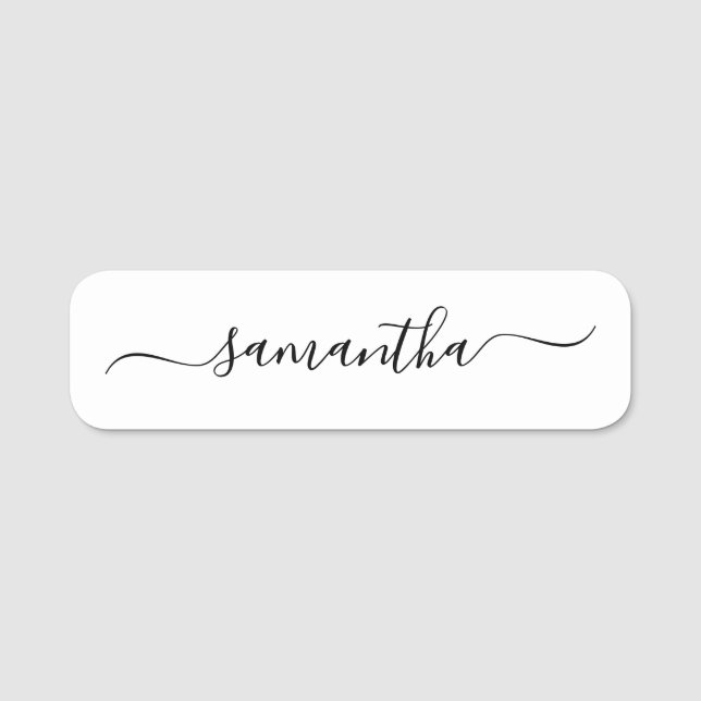 Porte-nom Élégante écriture manuscrite à trait de plume noir (Devant)