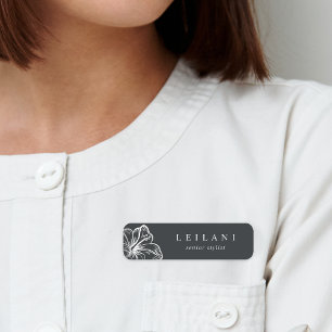 Porte-nom Élégante Fleur d'Hibiscus Tropical Argent