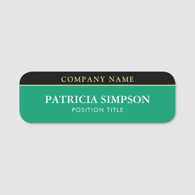 Porte-nom Emerald Green et Black Sharp Contrast (Devant)