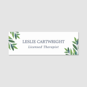 Porte-nom Emerald Green Feuilles - Thérapiste