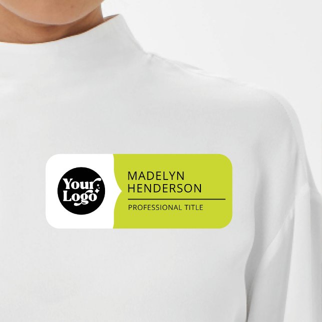 Porte-nom Employé Blanc Jaune Vert Logo d'entreprise Magnéti (Créateur téléchargé)