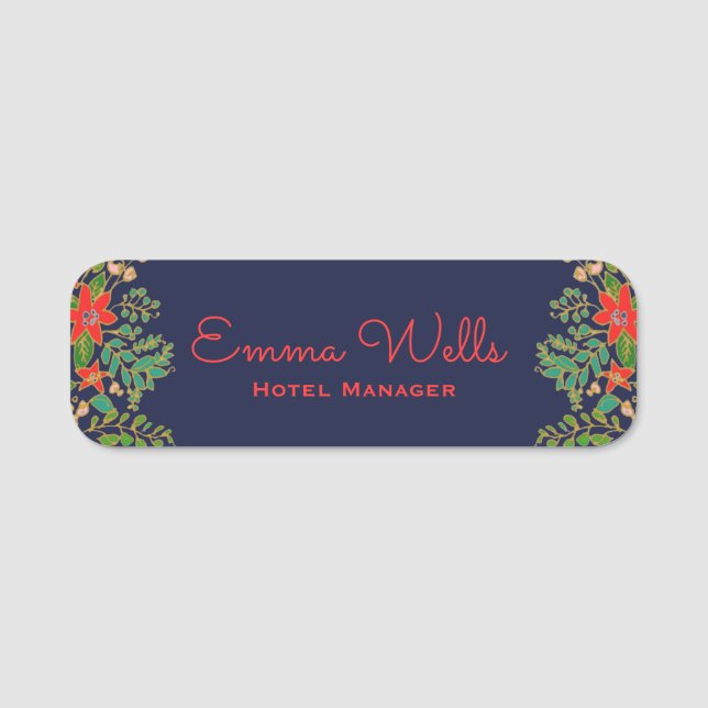 Porte-nom Employé de Noël Poinsettia (Devant)
