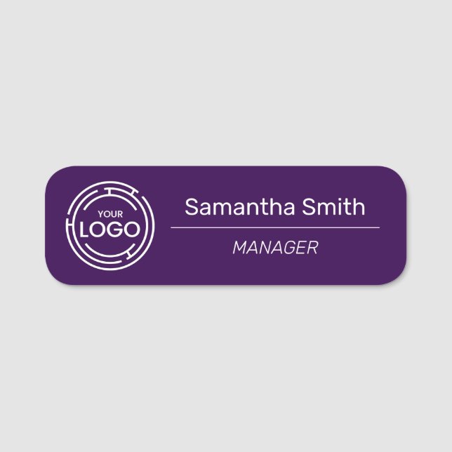 Porte-nom Employé du logo de l'entreprise Purple (Devant)