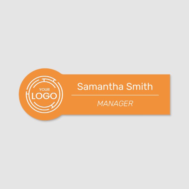 Porte-nom Employé du logo d'entreprise Orange (Devant)