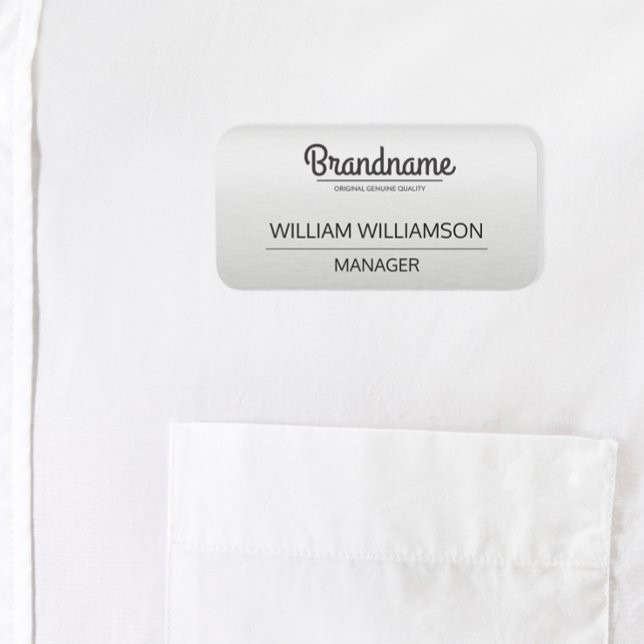 Porte-nom Employé du logo gris personnalisé (Silver logo name tag)