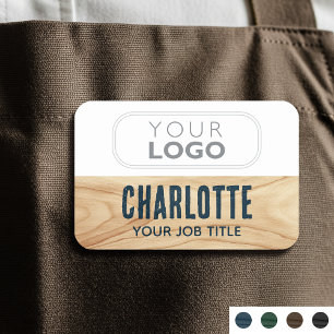 Porte-nom Employé du personnel Logo de la société Bois rusti