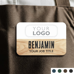 Porte-nom Employé du personnel Logo de la société Bois rusti