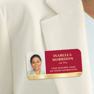 Porte-nom Employé ID d'entreprise Personnel Photo Rouge Or G