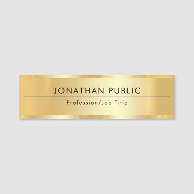 Porte-nom Employé Modèle Personnalisé Élégant Or Moderne (Devant)