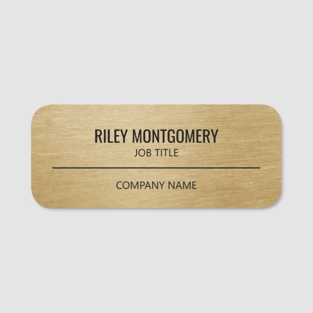Porte-nom Employé professionnel d'entreprise Faux Or (Devant)